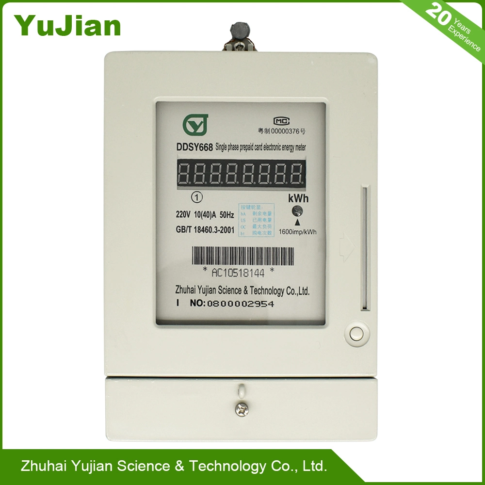 Single Phase Prepaid Card Electronic Energy Meter 600imp/Kwh