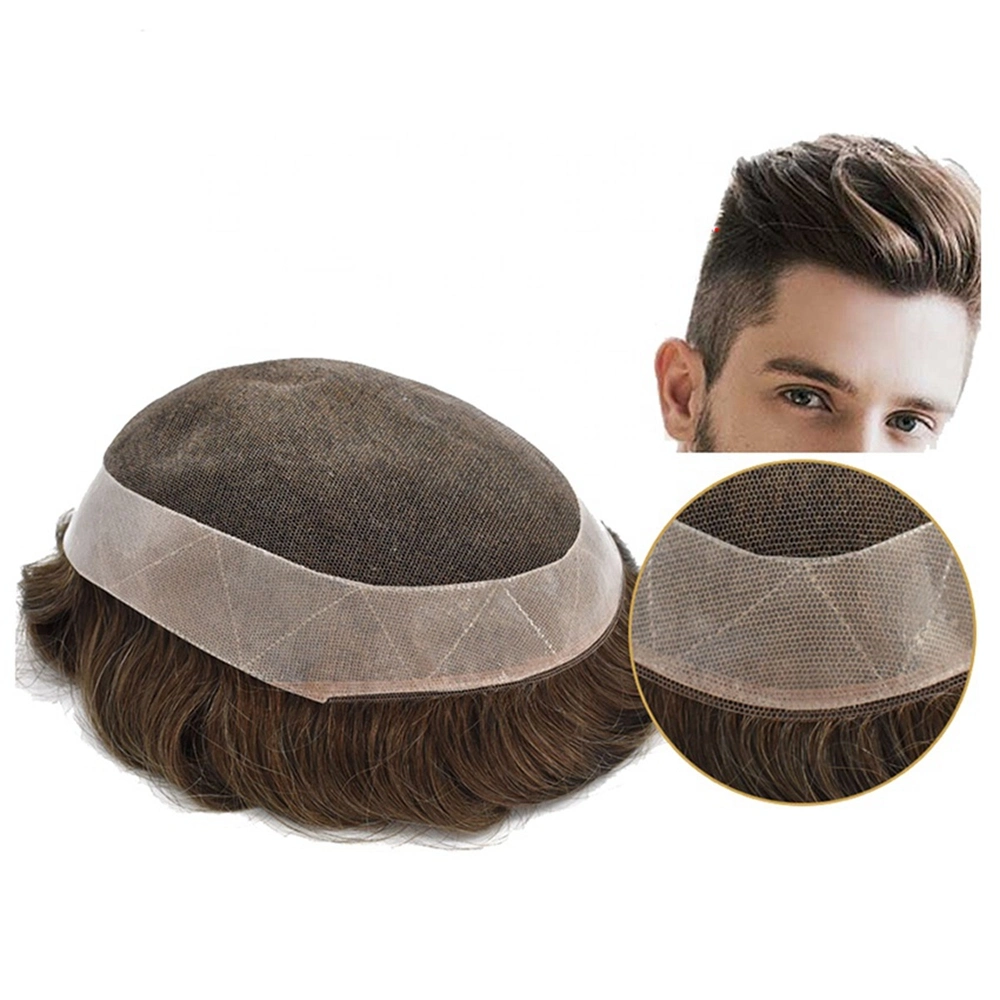 Kbeth Man&prime; S Wigs Factory Wholesale Price 100% Indian Remy Replacement Men Human Hair Toupee Q6 Ready to Ship