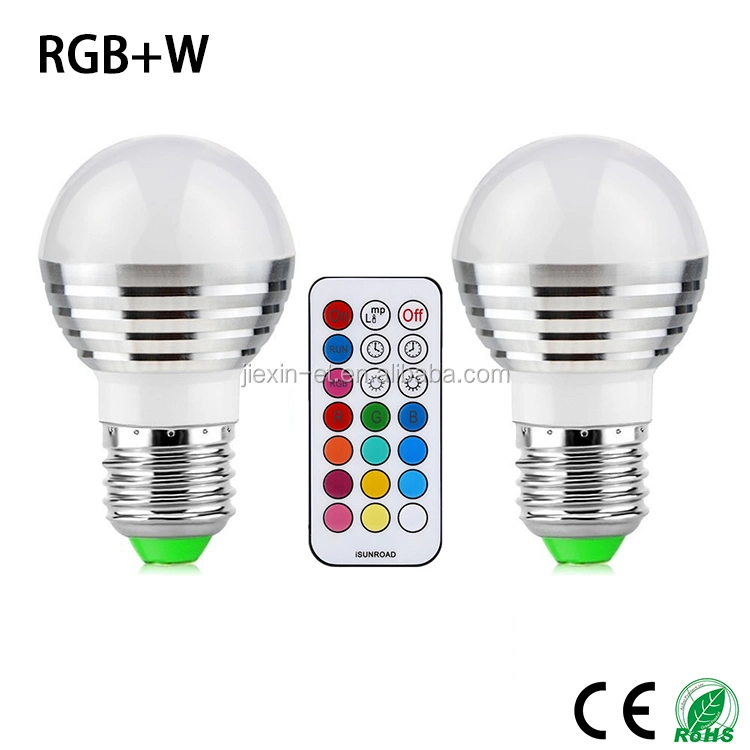 مصباح LED متعدد الألوان E27 B22 بقوة 3 واط وبقوة 5 واط وبقوة 10 واط RGB+W تغيير المصباح + لمبة مصباح RGB الخاصة بوحدة التحكم عن بُعد