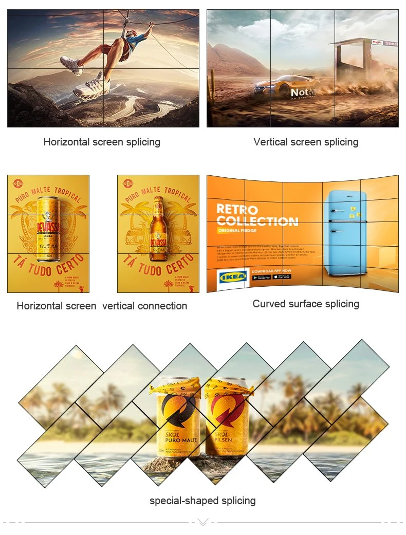 télécommande cadre étroit Seamless 3X3 Affichage à cristaux liquides 55 pouces mur vidéo de signalisation numérique 4K