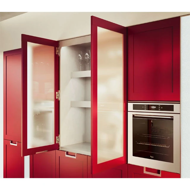 Contemporary Modern Light Red Wood Kitchen Storage