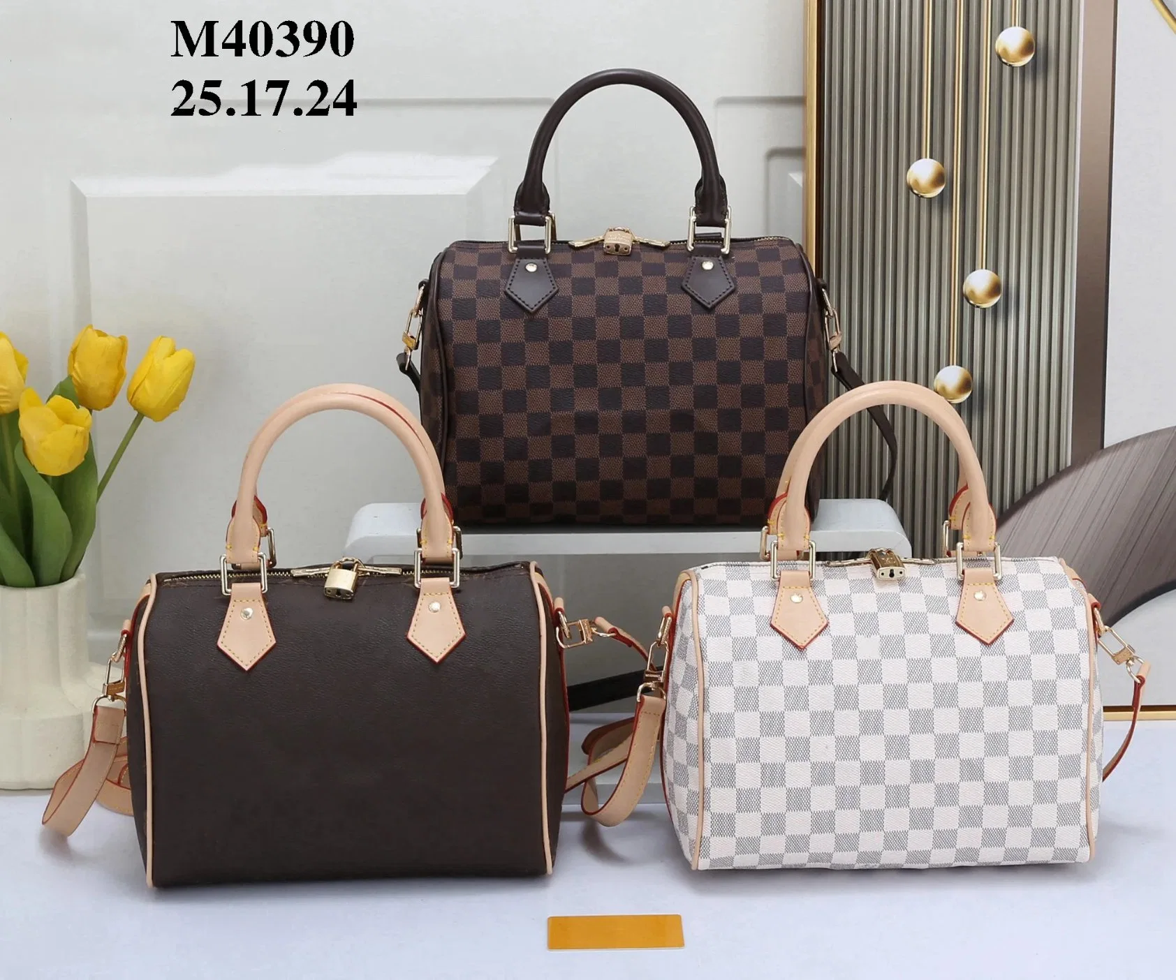 M40390 Speedy Handbags Women Messenger Bag Classic Luxury Designer Crossbody Bags Lady Totes with Key Lock Shoulder Strap Dust Bags Purse 25cm