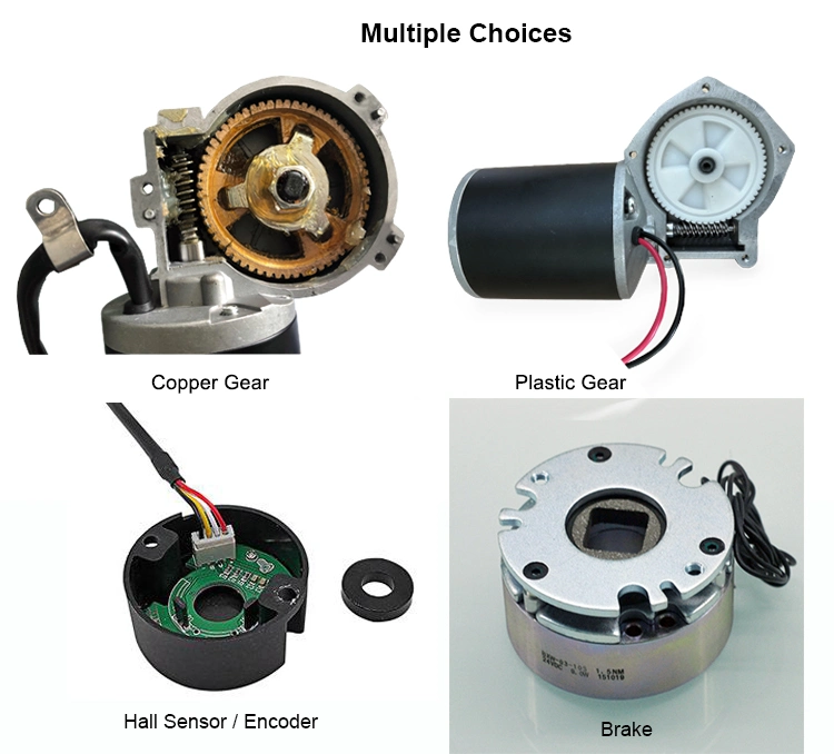 Bajo ruido de alta potencia de 12V 24V DC Motor Silla de ruedas eléctrica de la caja del gusano