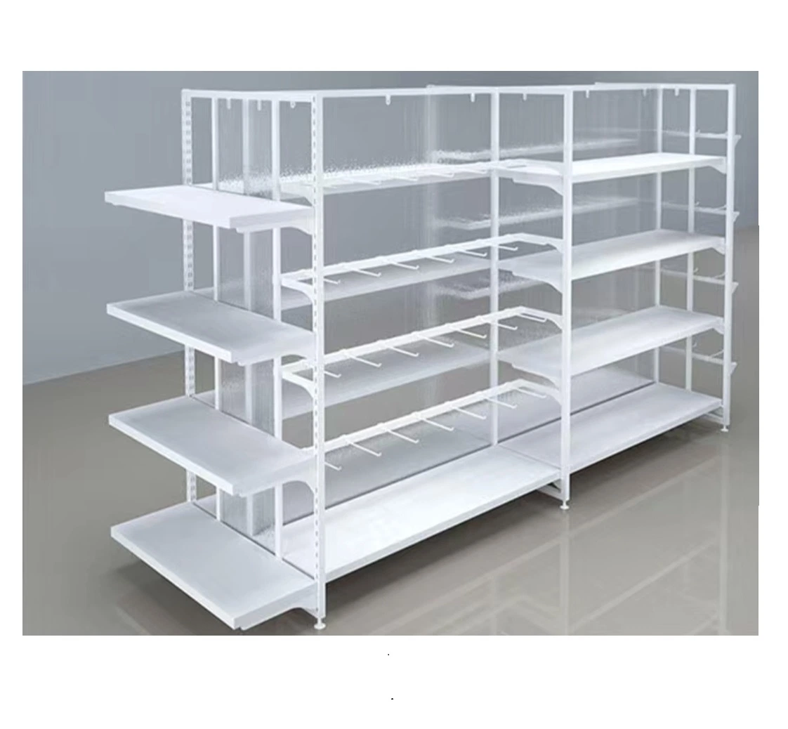 Durable Wood Shelf Display Gondola Rack Shop Fitting Store Fixture Metal Rack