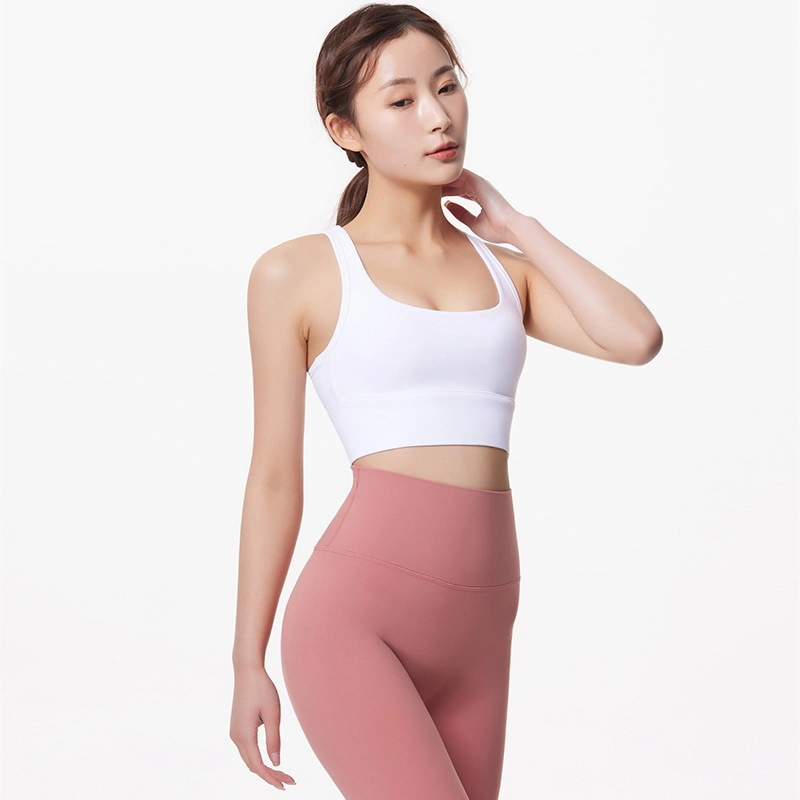 Spring New Yoga Brassière sans manches fronces sous-vêtements de sport réglables pour Femme Vêtements de fitness Nude large