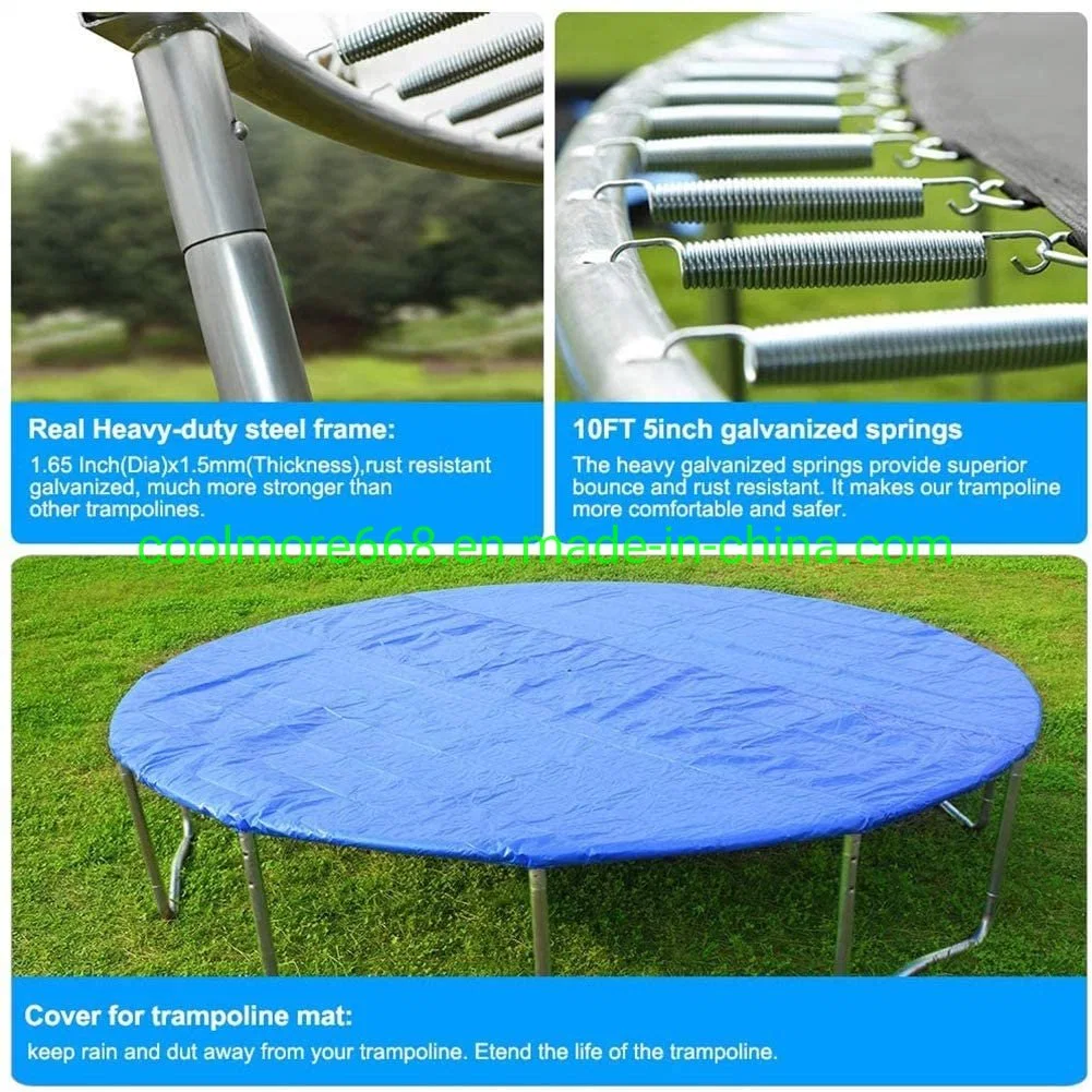 Home Gym Trampolines for Kids Household Fitness Equipments Outdoor Trampoline with Safety Net and PVC Step Ladder