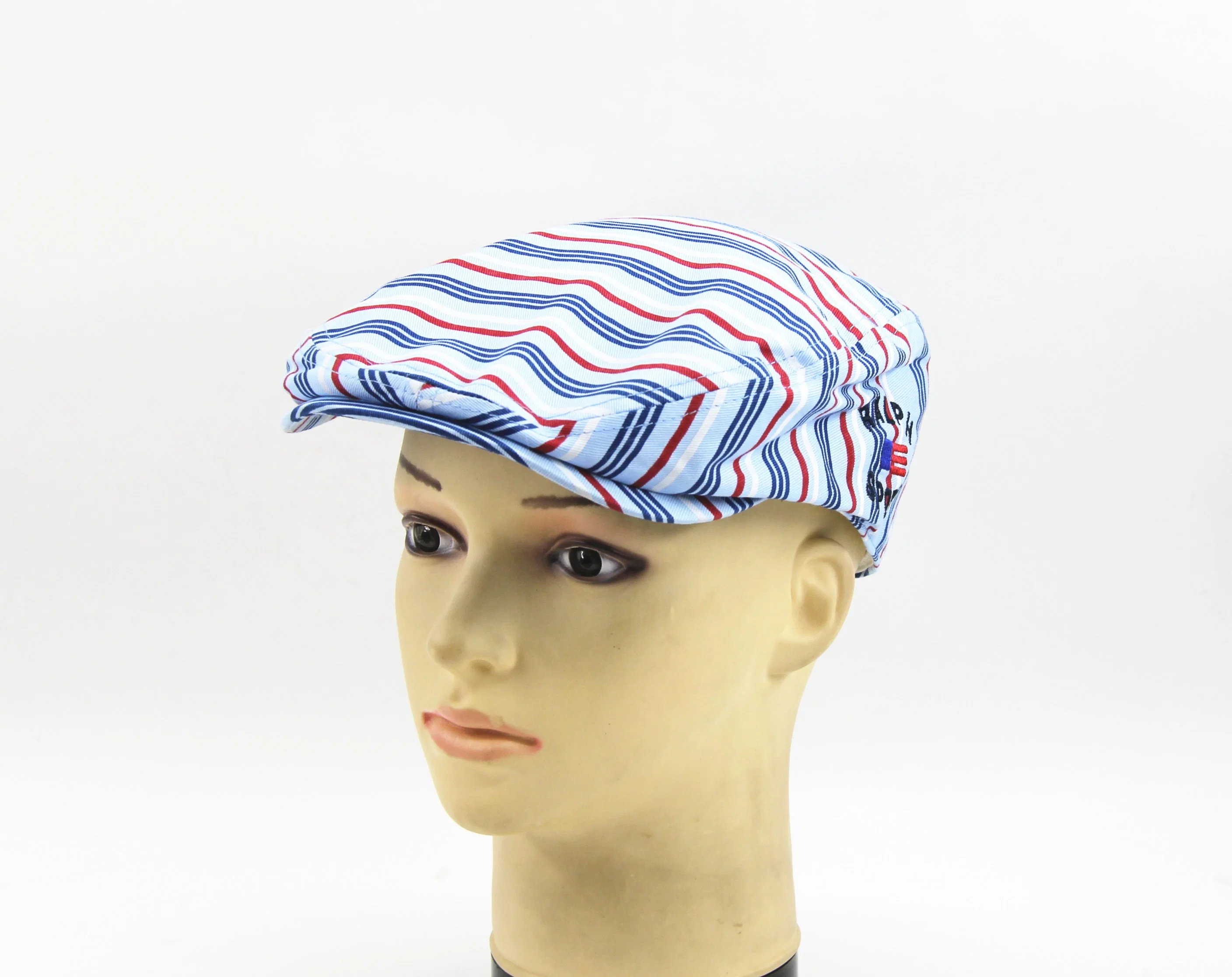 Cotton Fabric with Flower Print Hat and Flat Embroidery Sun Cap