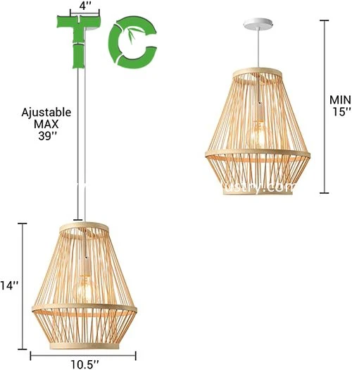 Bambú Hotselling colgante de luz colgantes colgantes accesorio de montaje a nivel de Iluminación lámpara de techo Rattan luz colgante