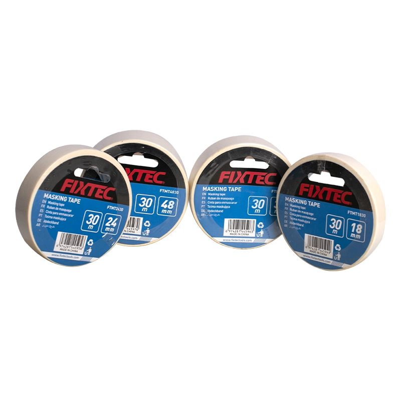 Fita de proteção de papel Fixtec de 18 mm/24 mm/36 mm/48 mm, 30 m, para pintura