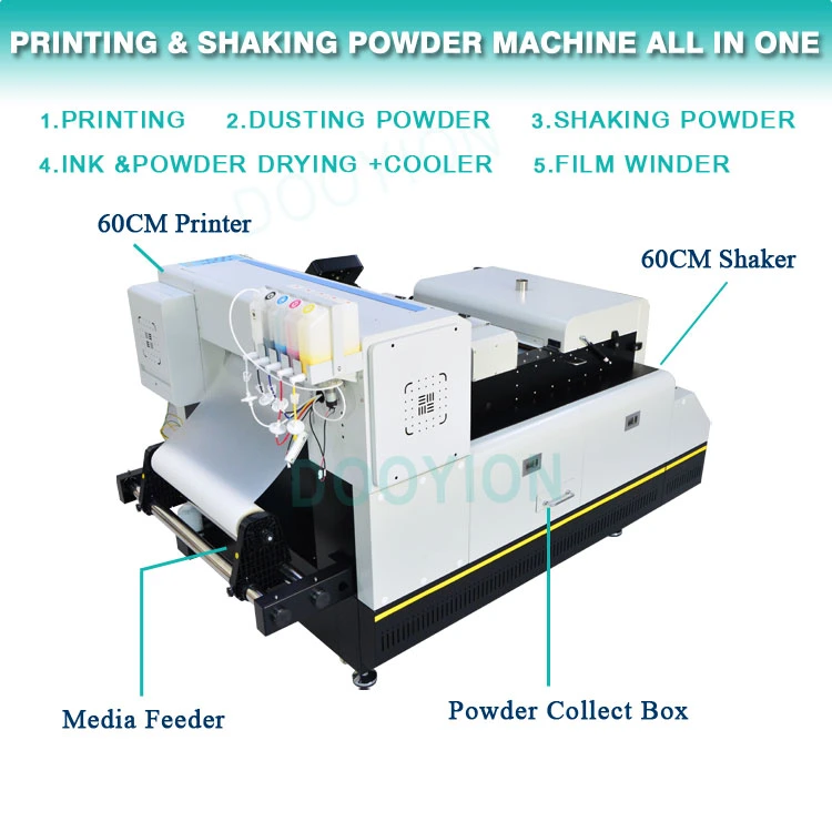 Dtf 60cm directement à l'imprimante film je3200 X 2 têtes et de la poudre Shaker tout en un seul de la machine