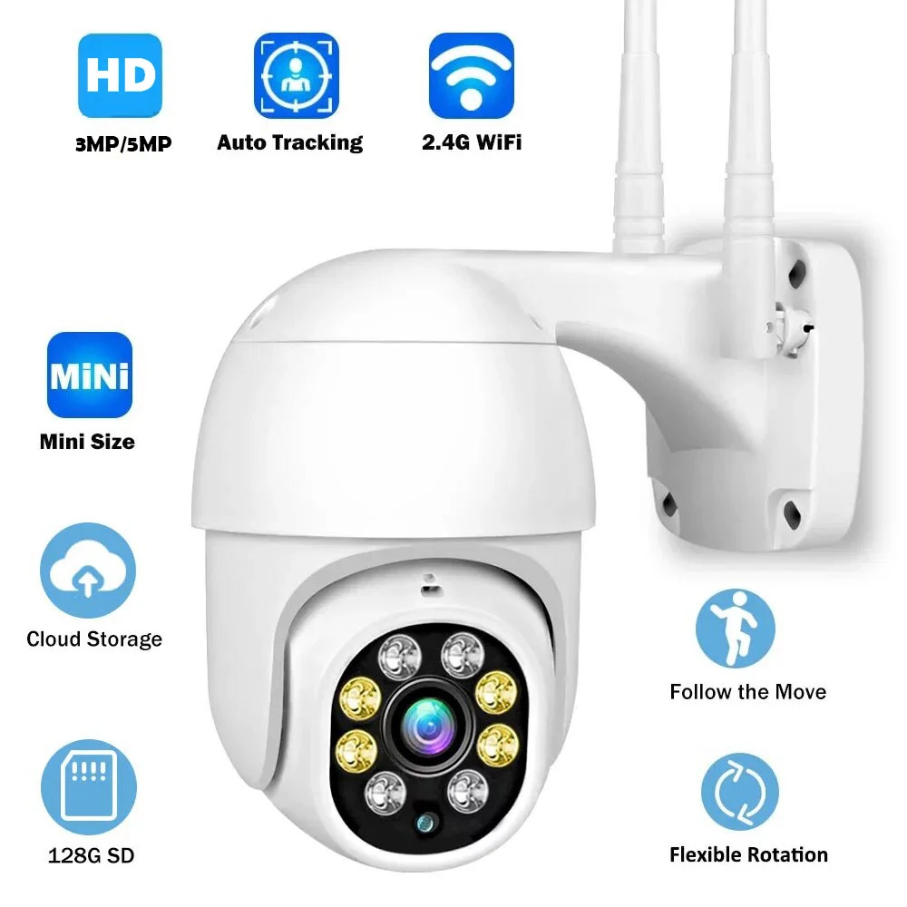 WiFi IP-Kamera für den Außenbereich, 5MP-Nacht-Vision, Videoüberwachung, drahtlos CCTV-Überwachungskamera für Zuhause