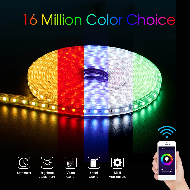 مؤشر LED للتحكم عن بُعد في WiFi لتطبيق الموسيقى الذكية بأفضل جودة 5 أمتار مصباح LED المرن RGB Strip Light