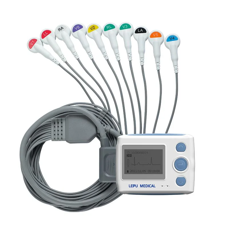 Lepu Th12 las 24 horas del electrodo de mano de Smart 12 canales de grabación portátil de Electrocardiograma Electrocardiograma ECG