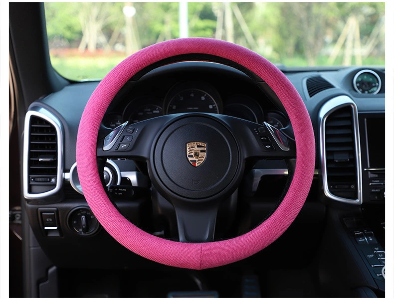 Cartoon Style Universal Size Car Breathable Linen Steering Wheel Cover