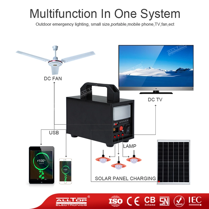 Alltop New Product Multifunction in One 20W 40W 60W Outdoor Indoor Camping Home Solar Power System