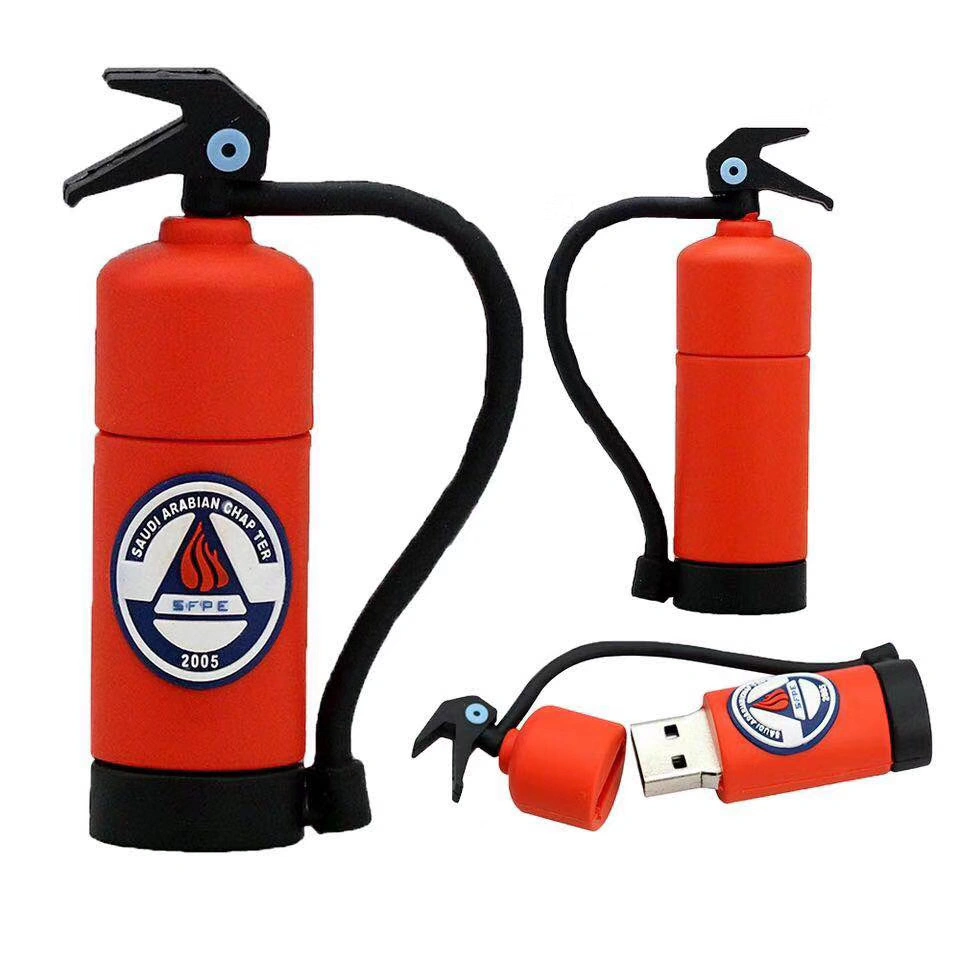 Fire Department, Fire Extinguisher Customized 2D/3D PVC Cartoon USB Flash Disks/Pen Drive/USB Flash Drive/USB Pen Drive for Promotional Gift