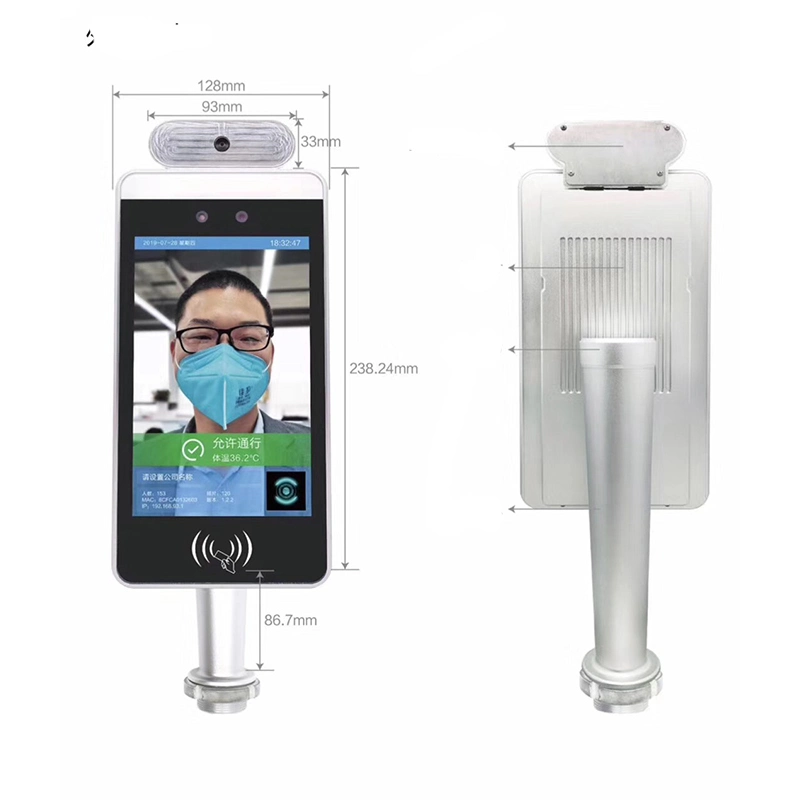 Termómetro de infravermelhos LCD de 10 polegadas com reconhecimento facial sem contacto Com temperatura da máscara