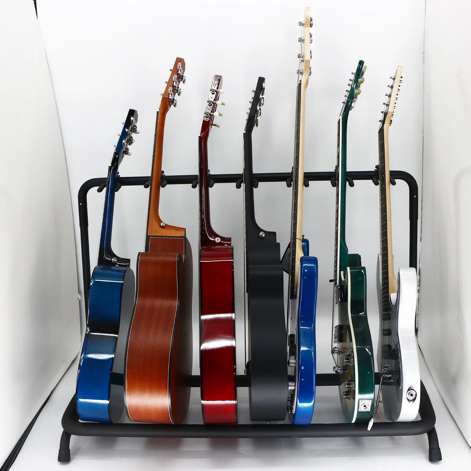 Musical Accessories Acoustic Guitar Rack Stand Folding Bass Guitar Stand Multi-Function Metal 7PCS Electric Guitar Display Stand
