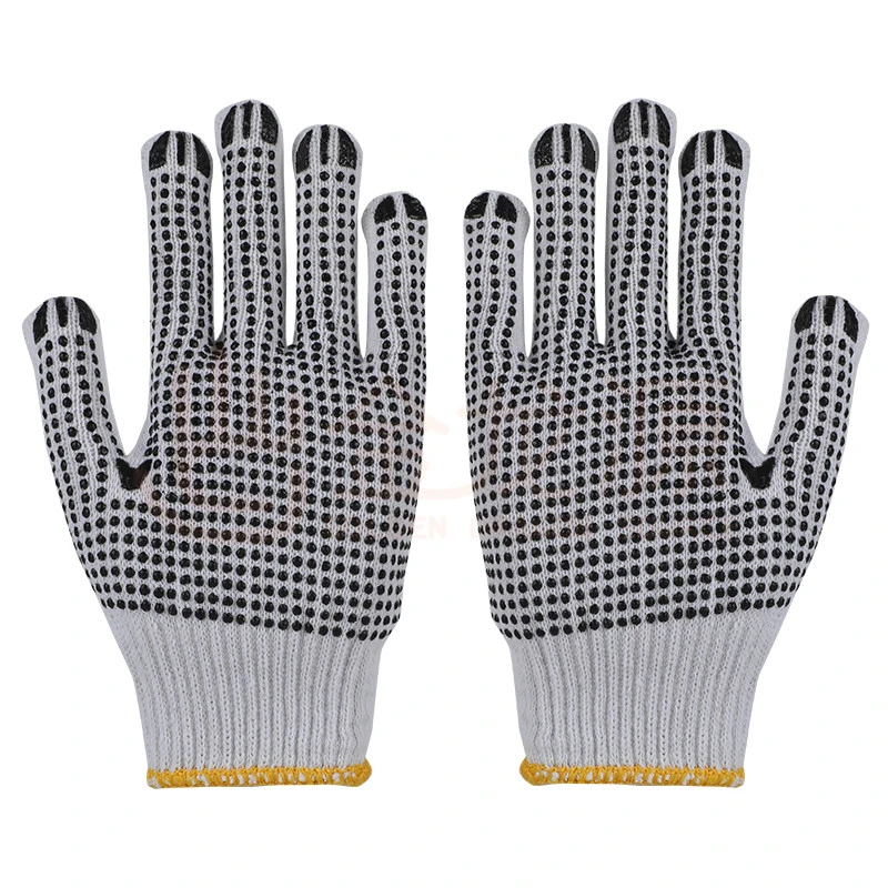 2023 New Single-Side PVC Dots Cotton Yarn Gloves Safety Work Gloves