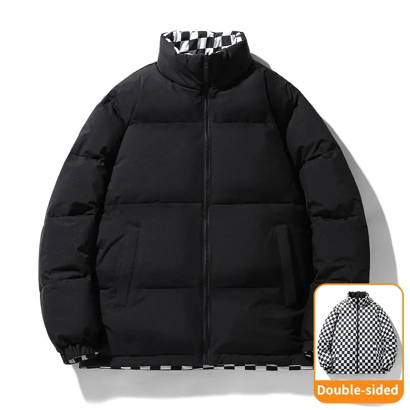 Custom Mens Black Polyester Outdoor Puffer Jacket for Winter