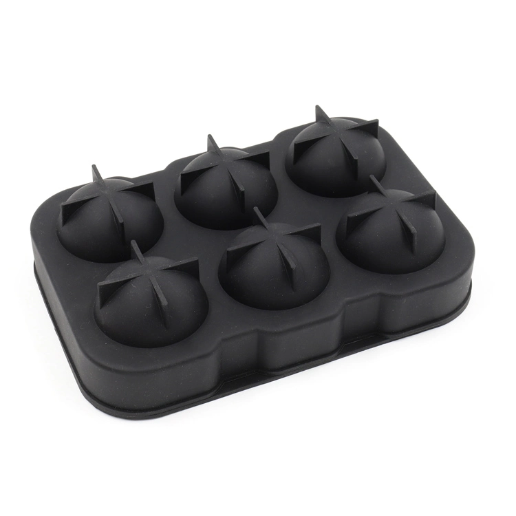 2PCS in Stock Homemade Black 3D Round Silicone Ball Shaped Mold Square Ice Cube Tray