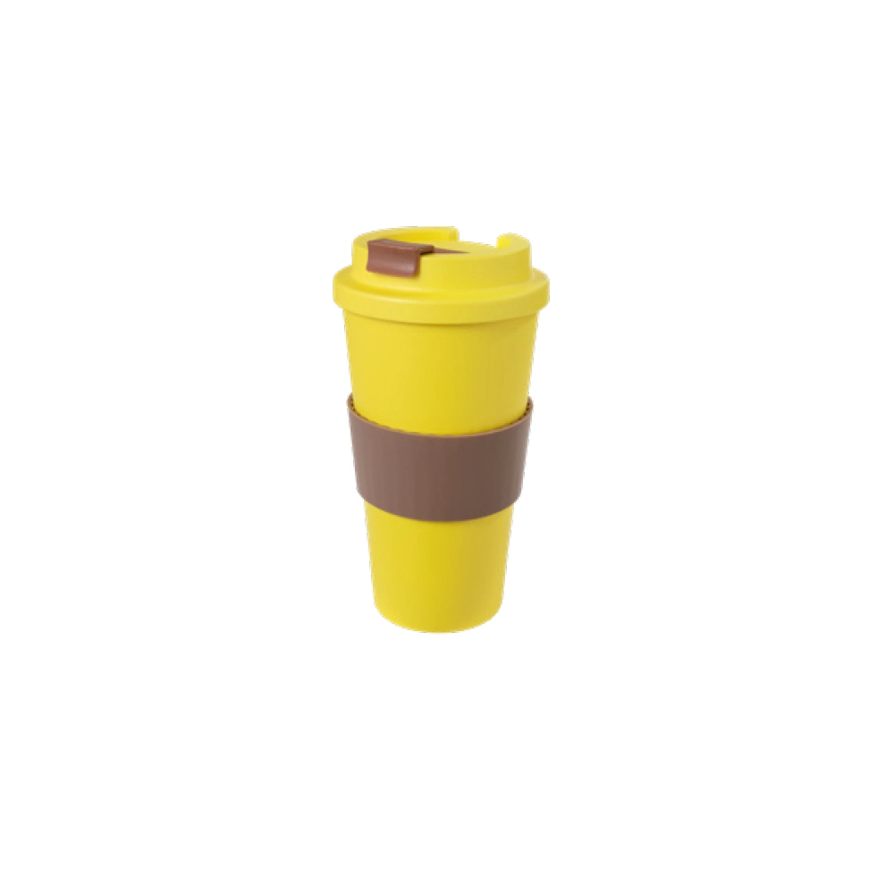 Eco Friendly Nature Material Reusable 450ml 16oz Pure PLA Tea Coffee Mug Travel Mug Coffee Cup Take Away with Silicone Sleeve Solid Color for Home and Office