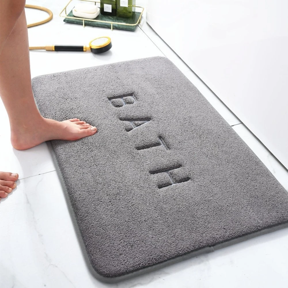 Embroidered Bathroom Floor Pad Memory Foam Bath Rug Soft Absorbent Bathroom Mat Rug Machine Washable Quick Dry Thick Shaggy Plush Bath Mat Bl23212