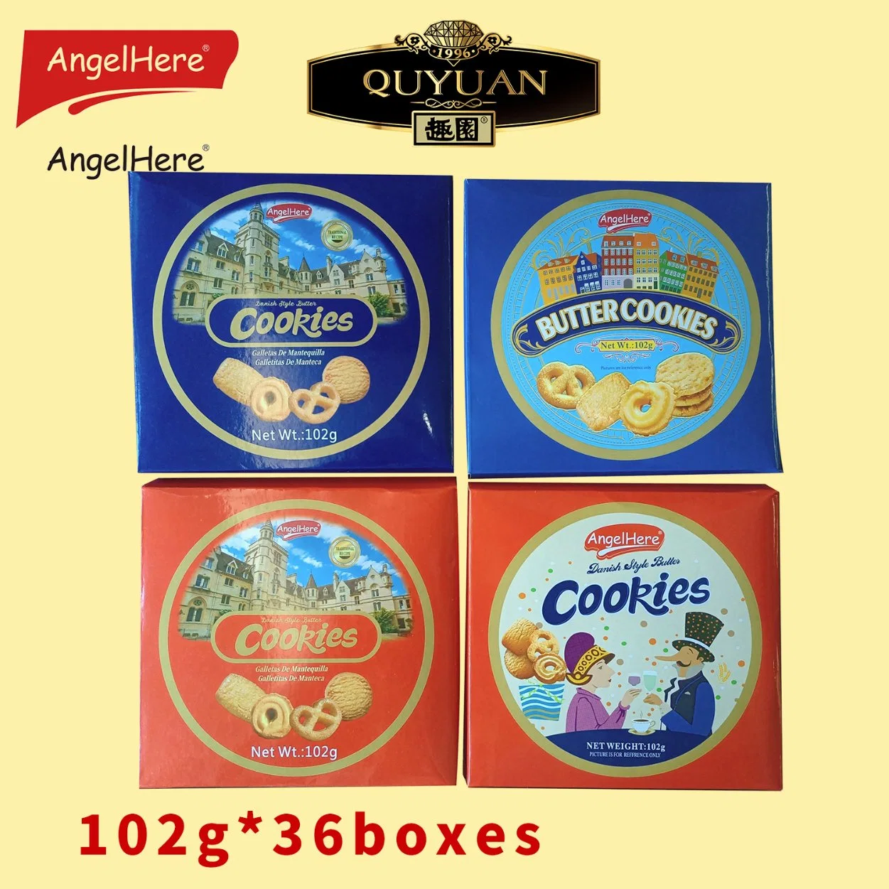 102g Angelhere Butter Cookies Cheap Biscuit Children Candy Paper Box Private Label