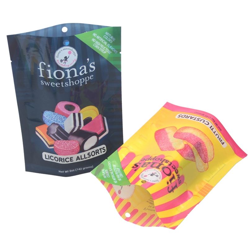 Full Color Printing Clear Window Soft Candy Packaging Plastic Mylar Stand Pouch