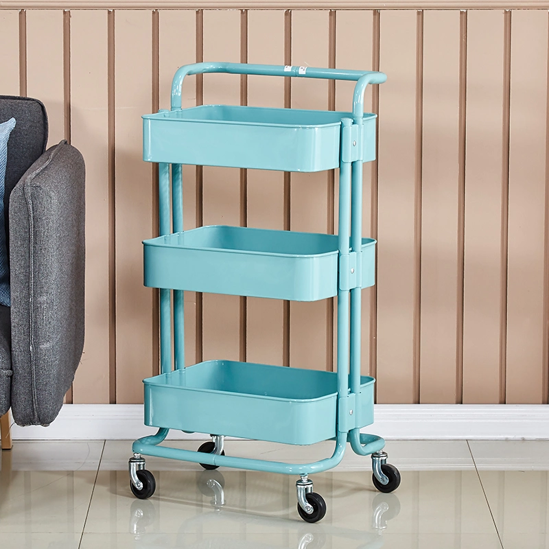 Hot Sale Movable Colorful Home Racks Kitchen Metal Rolling Storage Cart Trolley Storage Cart