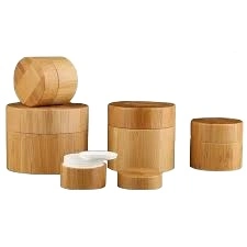 Cross-Border Hot Sale Cosmetic Skincare Bamboo Lid Inner Plastic Packaging Cream Jar