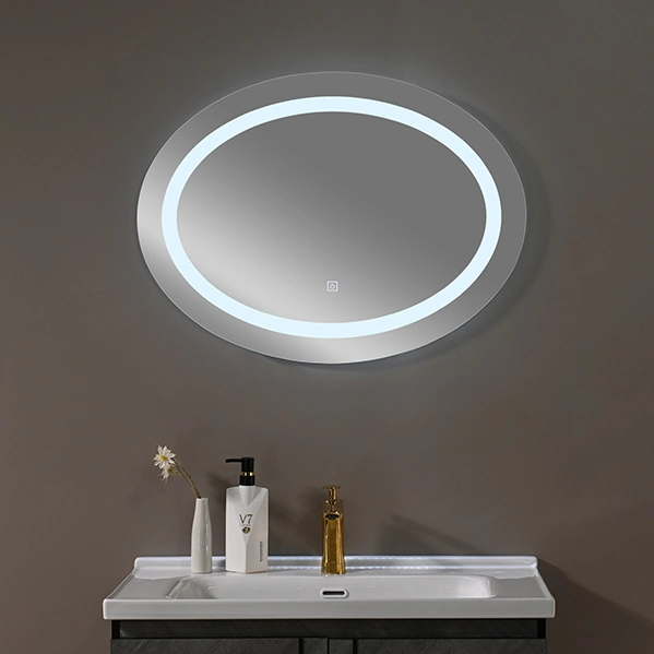 50x70cm Europa Standard New Design Großhandel Hotel modernes Glas Make-up Smart Oval LED-Badezimmerspiegel