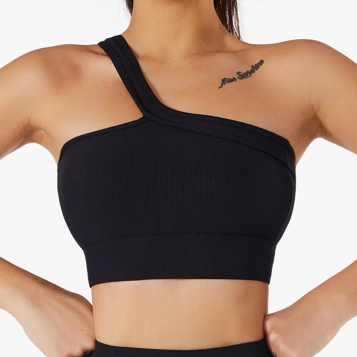 Custom Logo Ribbed Yoga Gym Fitness Crop Top Hot Sexy Booty Bra