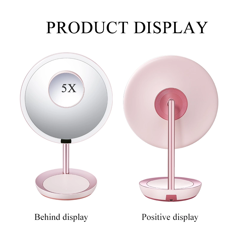 Travel Lighted Makeup Mirror LED Vanity Desktop Mirror with Portable Backup Charger