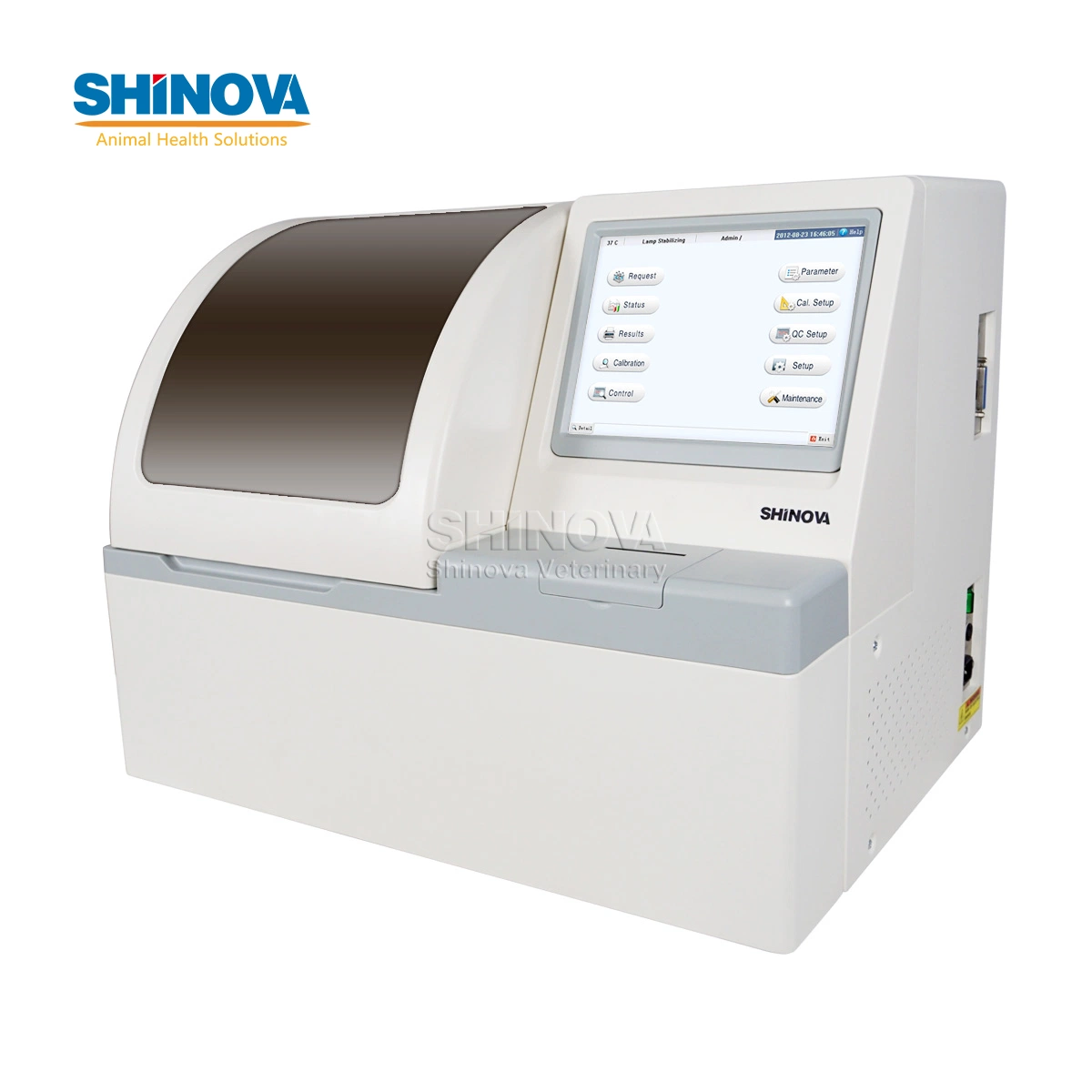 Shinova Analyseur de chimie entièrement automatique multilingue Équipement de test sanguin Analyseur de biochimie vétérinaire Équipement de laboratoire pour utilisation en clinique vétérinaire.