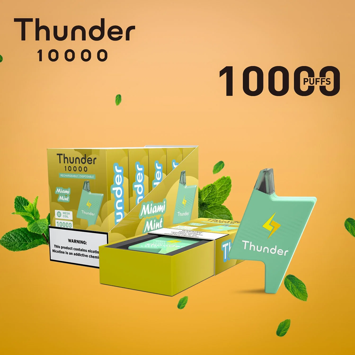 Оригинальный Mrvi Puff Thunder 10000 puffs Bar Puff 12000 Electronic Сигареты Бесплатная доставка одноразовые Вапсы в запасах Сетка 650 Аккумулятор для зарядки мАч