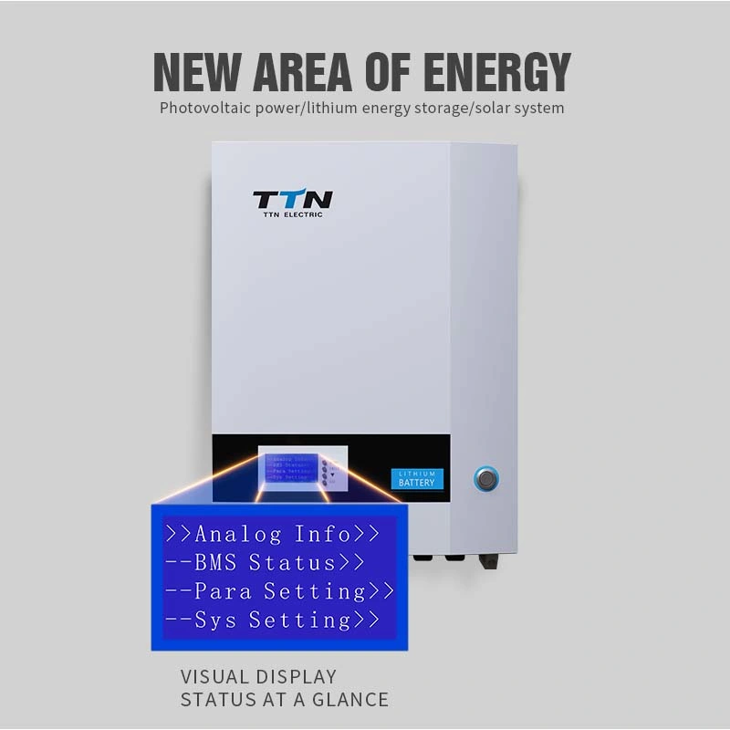 TTN 4,8kwh, 5,12kwh, 9,6kwh, 10,2kwh Wall Mout almacenamiento Solar baterías de litio