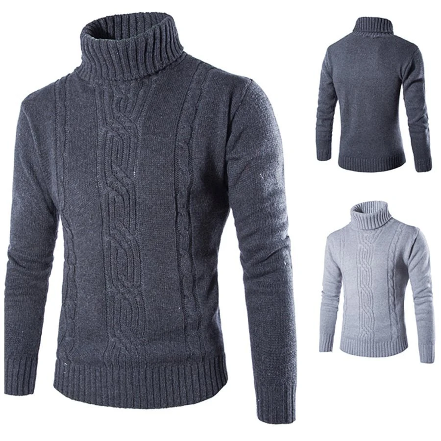 Hilo grueso Invierno caliente hombres&amp;rsquor de alta calidad;/mayorista de ropa térmica moda personalizada sudaderas tejidos de punto Jersey Turtleneck tejer el sudor