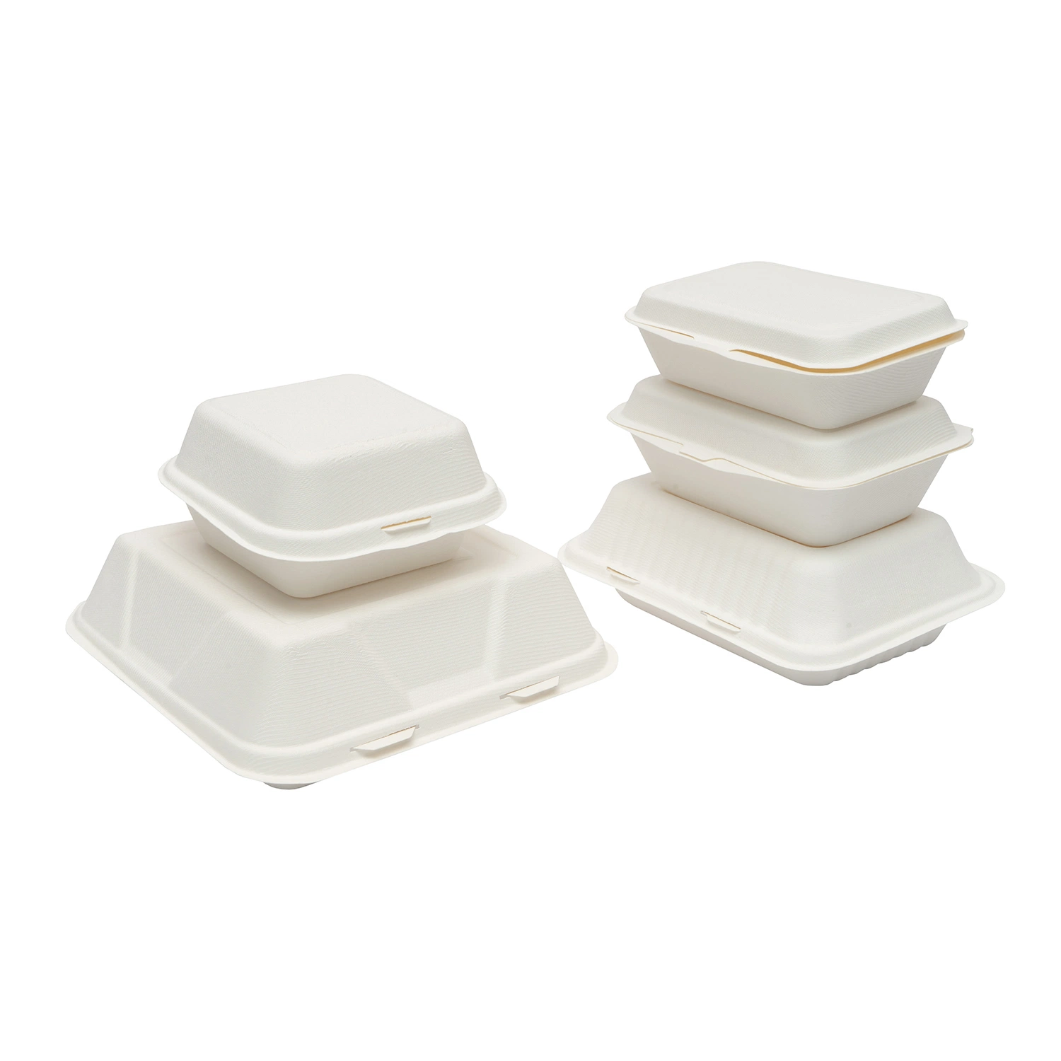 Eco-friendly 100% biodegradable desechable Bbagazo de caña Clamshell Pulp Utensilios de mesa Hamburger Papel almuerzo Bento Box