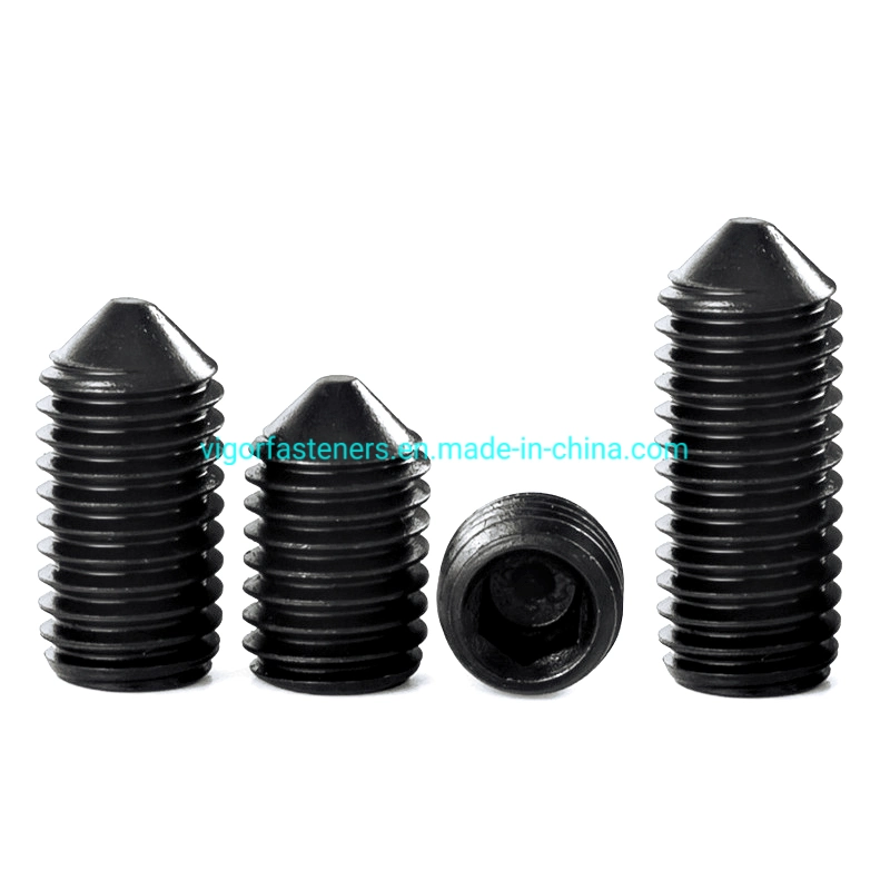 Alloy Steel Black Hexagon Socket Set Screws with Cone Point DIN914 45h Set Screw Ml40cr
