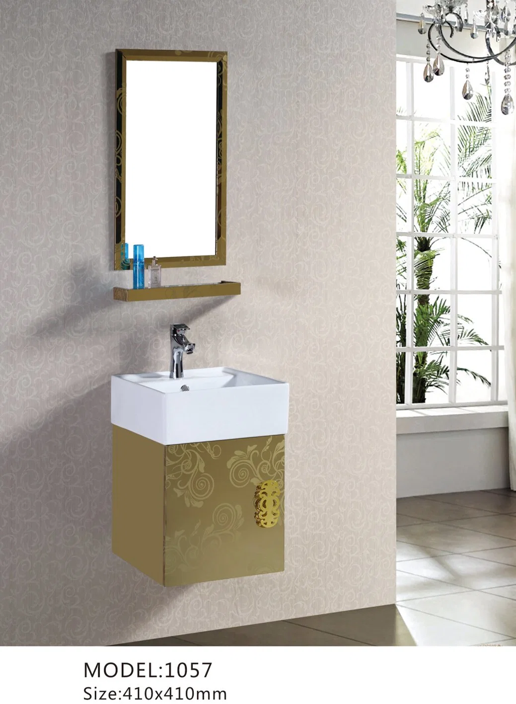 Small Size Corner Bathroom Stainless Steel Vanity Cabinet Wall Mounted Furniture