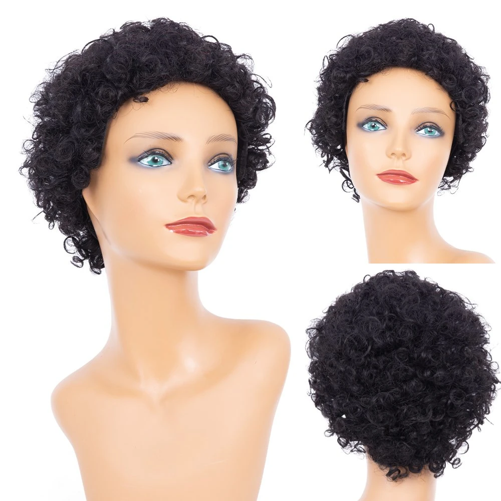 Pixie Cut Style Wig Brazilian Afro Kinky Curly Human Hair Wigs