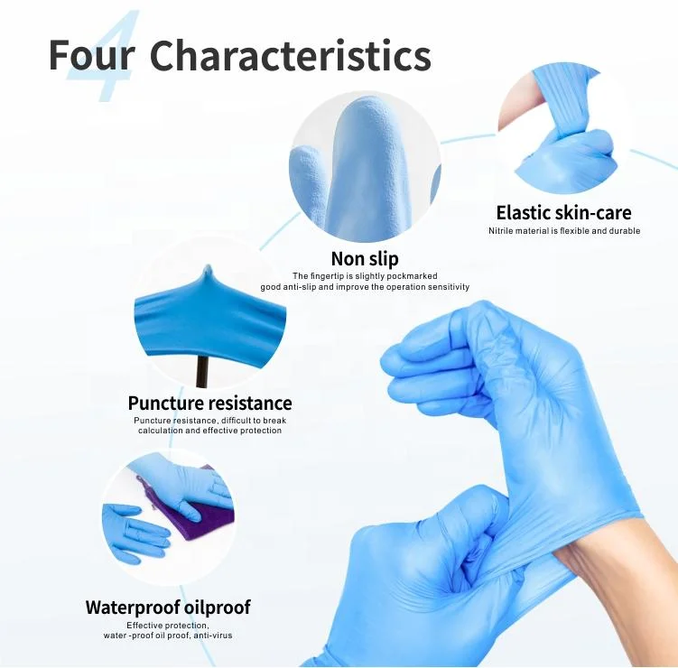 Water Proof Touch Screen Blue Pure Nitrile Gloves Examination Disposable Nitrile Gloves