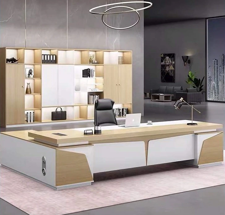Nouveau design de luxe moderne et mobilier de bureau en bois de bossage CEO Bureau exécutif