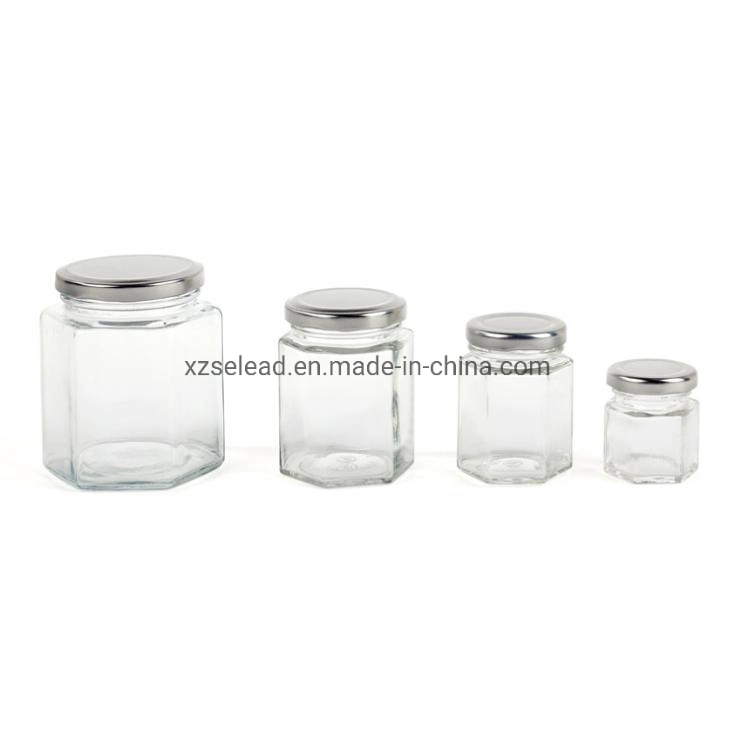 Hexagon Food Storage Container Honey Jar Glass 100ml 180ml 280ml 380ml 730ml