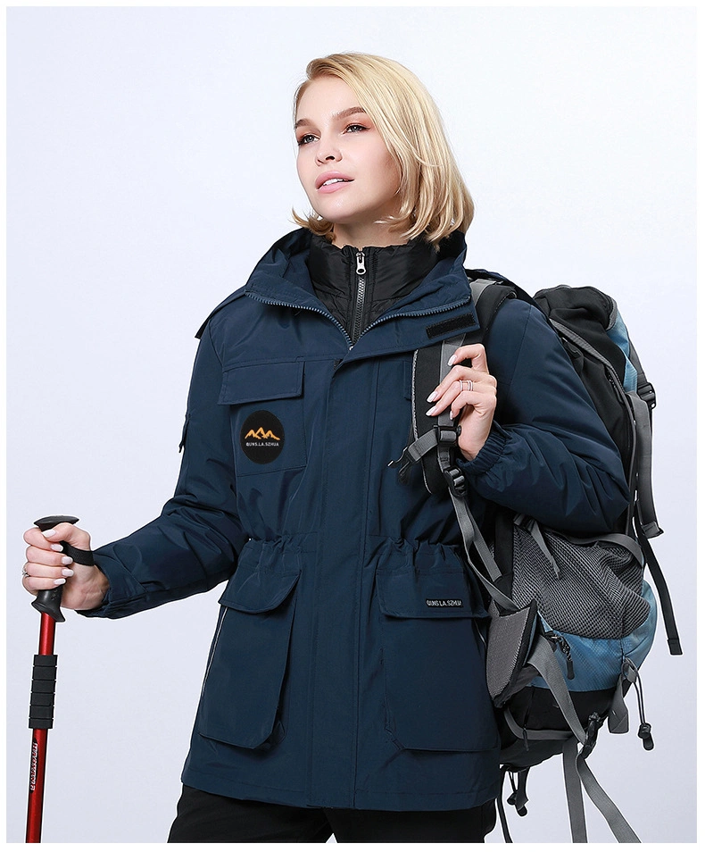 Outdoor Plus Size 3-in-1 Waterproof Snowboard Cotton Down Jacket