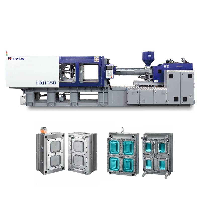 Высокоскоростной пластиковый инжекционно-литьевой станок Hxh350 производит контейнеры для пищевых продуктов