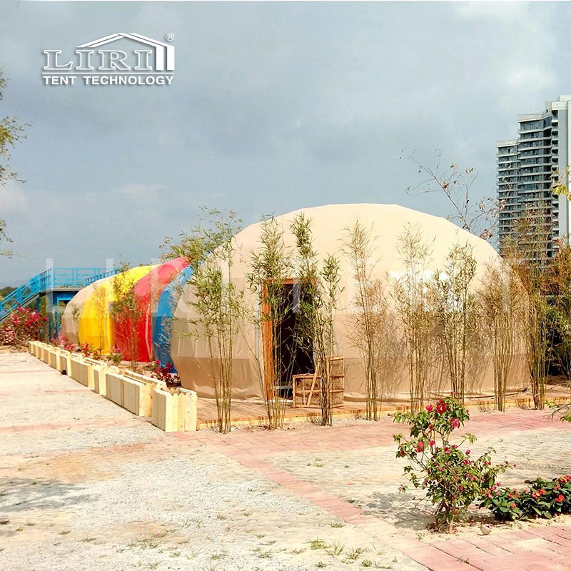 Luxus Wasserdichte Stahlrahmen Oval Geodätische Glamping Dome Resort Zelt Haus