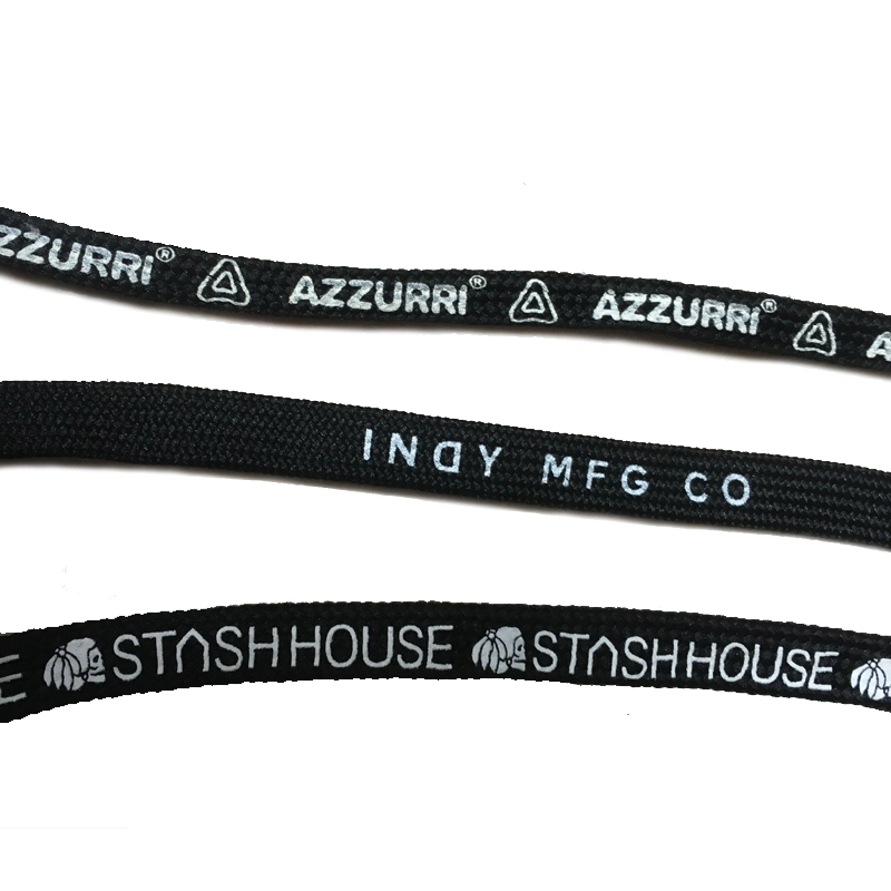 Fashion Design Polyester Flat Shoelace Printed Hoodie String Rope with Custom Logo for Garment