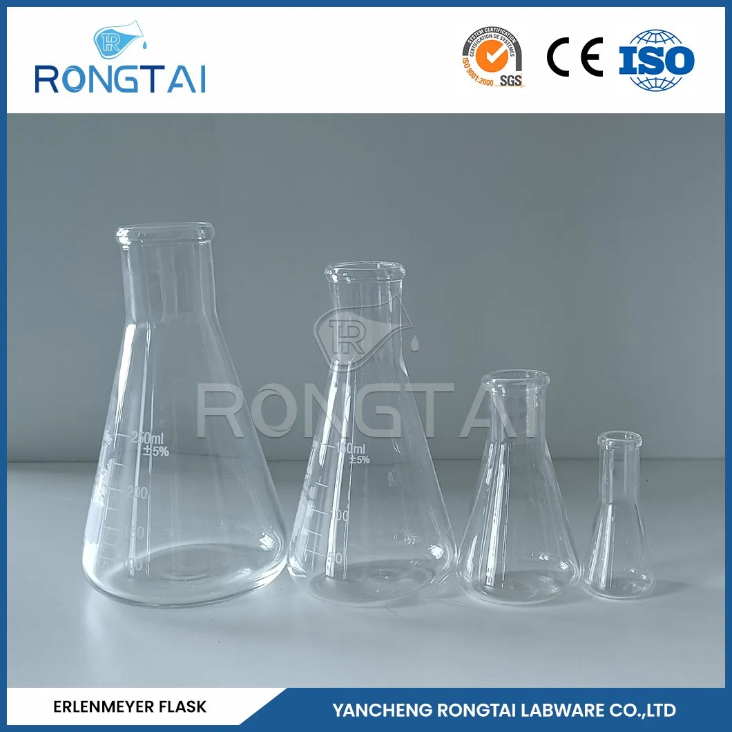 Rongtai 1000 ml Erlenmeyer Fabrication de la chimie conique de la Chine Flacon conique à col large avec graduation